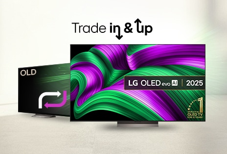 LG TV trade-in promotion: upgrade from an old TV to the 2025 LG OLED evo AI model.