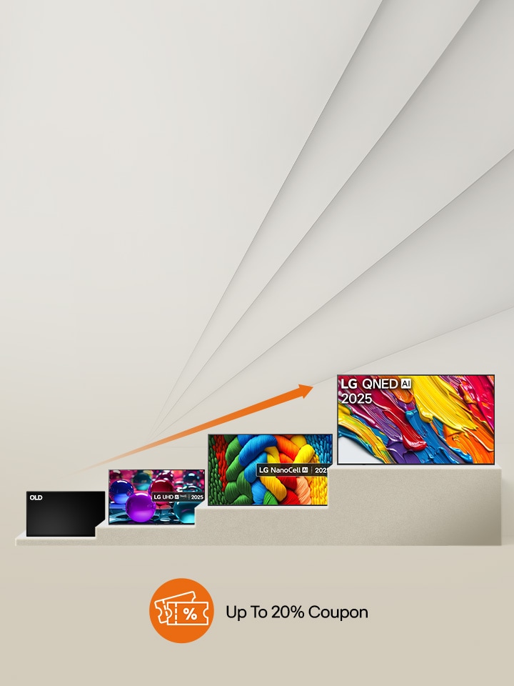 Upgrade to larger LG TV models and enjoy bigger savings, with discounts increasing by screen size.