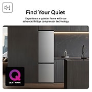 Feature Card Showing LG GBBSJ10EPY Black Fridge Freezer With A  Quiet Mark Award In A Life Style Kitchen Shop 