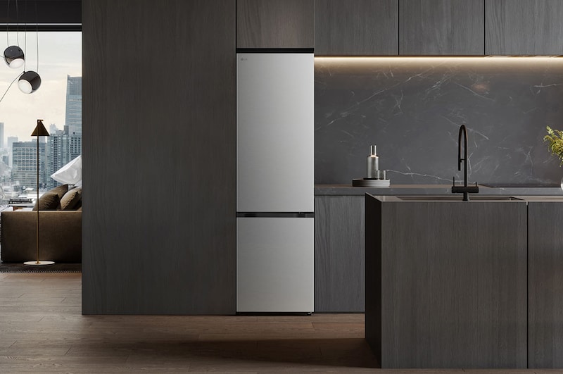 The image showing the fridge freezer GBBS524AEV in a really nice kitchen environment with ambient lighting