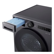 This RHX7010TBB black model standalone image shot in the white background show the close up from top angle 45 degree of the machine, focusing the water collection that need to be emptied