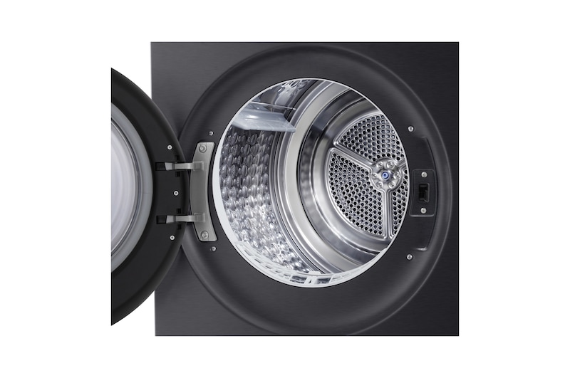 This RHX7010TBB black model standalone image shot in the white background show the close up shot of the machine with the door open