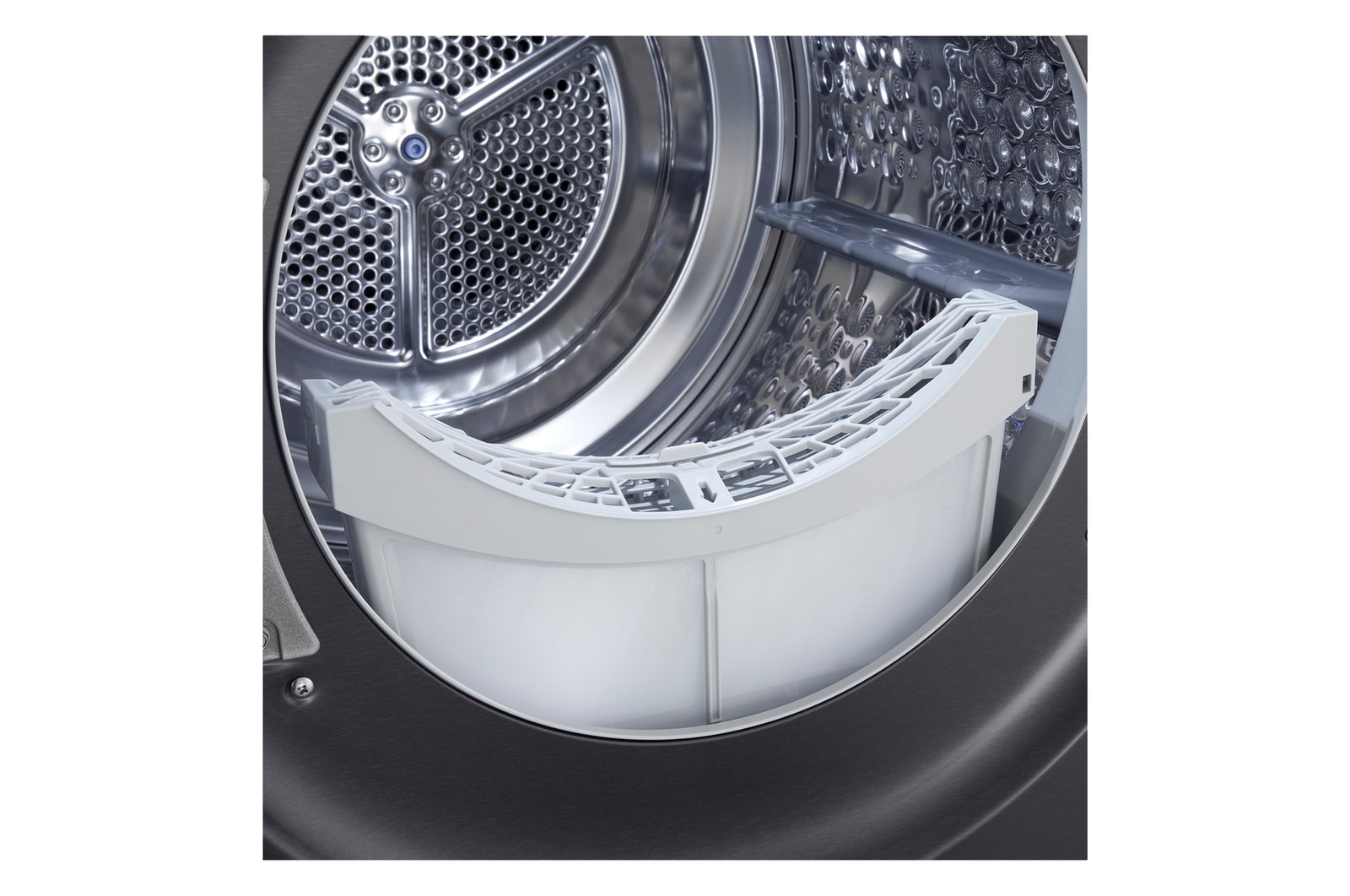 This RHX7010TBB black model standalone image shot in the white background show the close up shot of the machine with the dust filter pulled up