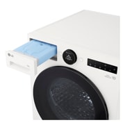 This standalone image of the white RHX7010TWB shows a 45° top‑angle close‑up against a white background, highlighting the water collection tank that needs emptying