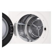 This RHX7010TWB white model standalone image shot in the white background show the close up shot of the machine with the door open