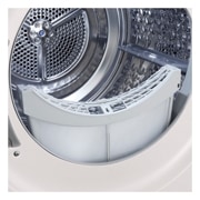 This RHX7010TWB white model standalone image shot in the white background show the close up shot of the machine with the dust filter pulled up