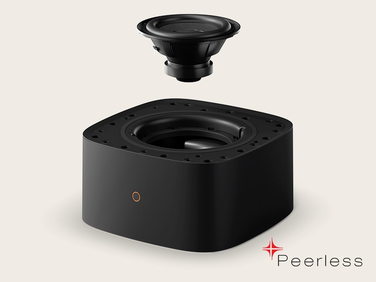 LG Sound Suite W7 woofer with deep bass precision control for wireless surround sound system
