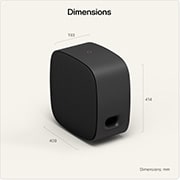 top close-up of the sound suite W7 showing the dimensions of the product on a beige background