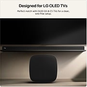 Feature card showing the sound suite W7 next to the LG TV OLED G5 or C5 help to visualise the wire-free setup