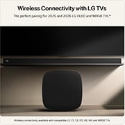 Feature card showing the sound suite W7 next to the LG TV OLED G5 or C5 help to visualise the wire-free setup