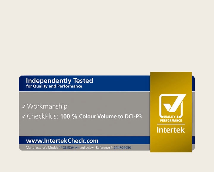 Intertrek certification for 100% colour Volume to DCI-P3.
