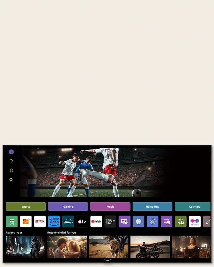 LG Channels home screen showing the variety of content available on an LG TV. 	
