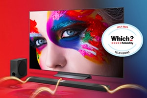 LG soundbar on a white background