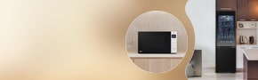 lg fit and max tall fridge freezer in a modern kitchen with lg microwave at promotional price of £49