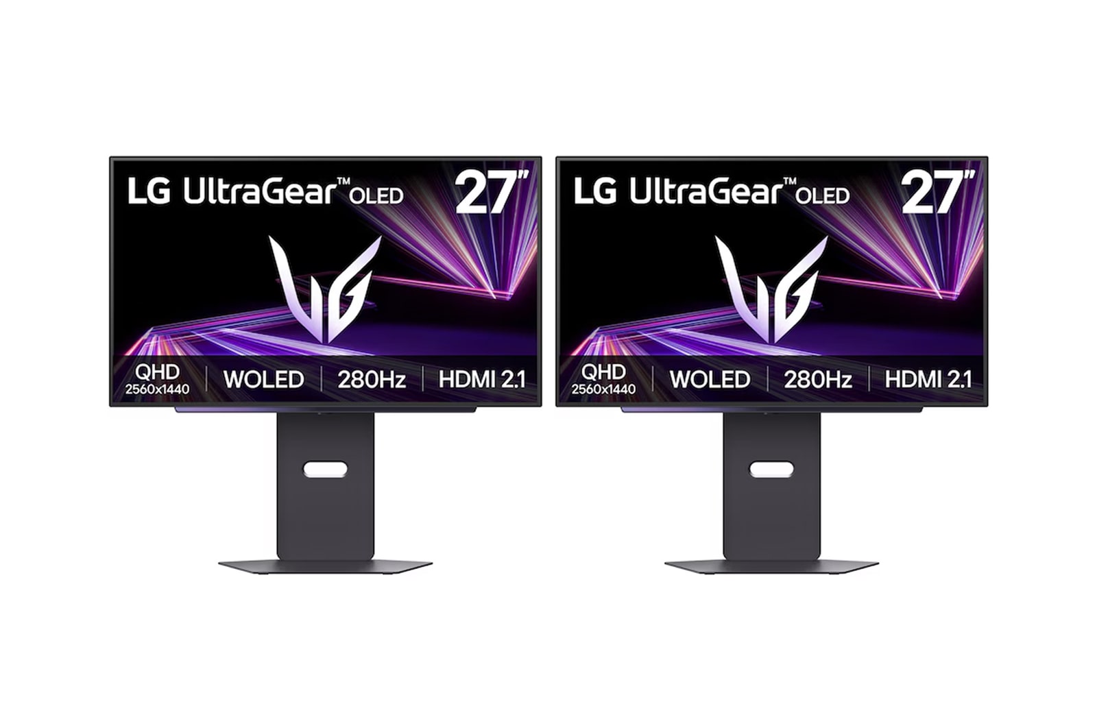 Front view of Set of 2 x 27” LG UltraGear™ OLED GX7 Gaming Monitor Bundle 27GX700A-B.27GX001