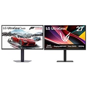 Front view of 27" LG UltraGear OLED 27GX790B & 27" UltraGear 27G640A Monitor Bundle 27GX790B-B.27G640A