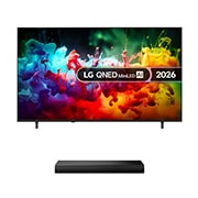 Front view of 75 inch LG QNED AI QNED70 TV & US20A Soundbar Bundle 75QNED70B6A.US20A