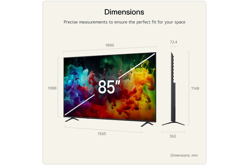 85 inch LG QNED AI QNED72 Mini LED TV & US40TR Soundbar Bundle