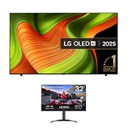 Front view of 83 inch LG OLED AI B5 TV + 32 inch UltraFine Monitor Bundle OLED83B56LA.32UR550