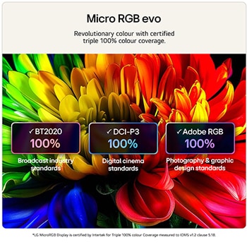 LG Mini RGB evo AI MRGB85’s alpha 8 AI Processor 4K Gen3 glows in blue light on a circuit board, highlighting AI processing performance with NPU up to x5.0 faster, CPU 10% faster processing, and 20% larger memory capacity.