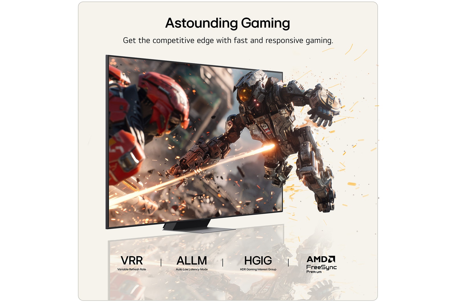 LG Mini RGB evo AI MRGB85 highlights visually lossless quality by displaying a vibrant landscape with clear depth against a dark surrounding area, reflecting visual performance like a wired TV connection.