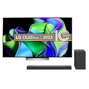 Front view of LG OLED C3 55" TV & USC9S Soundbar OLED55C34LA.USC9
