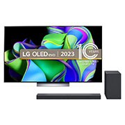 Front view of LG OLED C3 65" TV & USC9S Soundbar OLED65C34LA.USC9