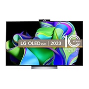 Front view of LG OLED C3 77" TV & VC23GA Smart Camera OLED77C36LC.VC23GA