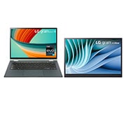 Front view of LG gram 2in1 14 laptop &  FREE +view portable monitor PTO-14TAA77.ASDA1
