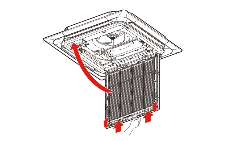 Reinsert air filter and close front panel