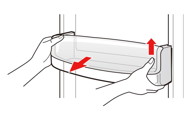Hold the two sides of the rack and lift it towards the upward direction then pull the rack out to towards the forward direction