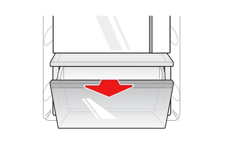 Remove the contents of the drawer Hold the handle of the vegetable drawers and gently pull them out