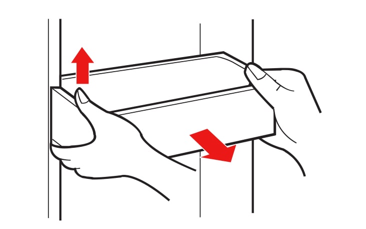 Lift the door rack to upper direction holding both sides and pull it out to forward direction	