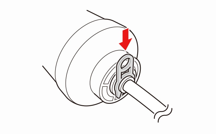 After inserting the tube securely into the filter fit the locking clip into position under the pull up collar