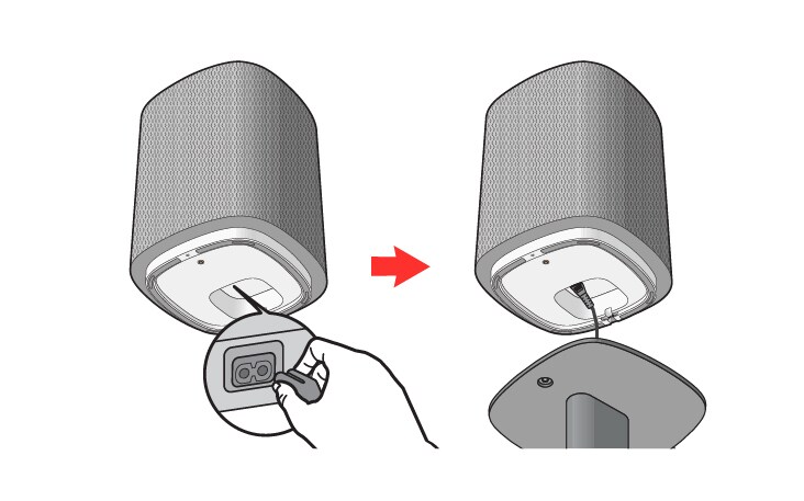Plug the power cable into the AC IN port on the bottom of the product