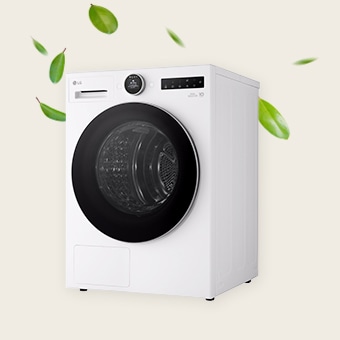 Image of leaves swirling around a washing machine.	