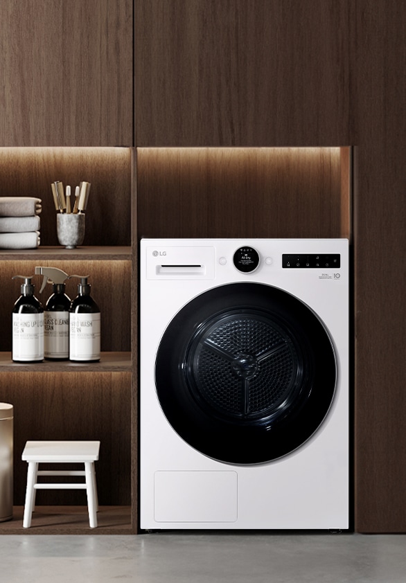 LG dryer in the living room.	