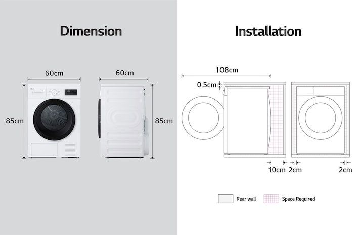 dryer dimension installation