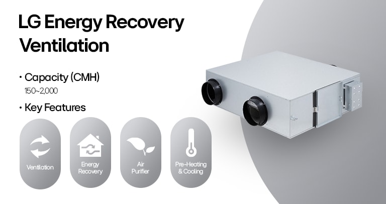 LG Energy Recovery Ventilation unit enhancing indoor air quality and energy efficiency with advanced ventilation technology.