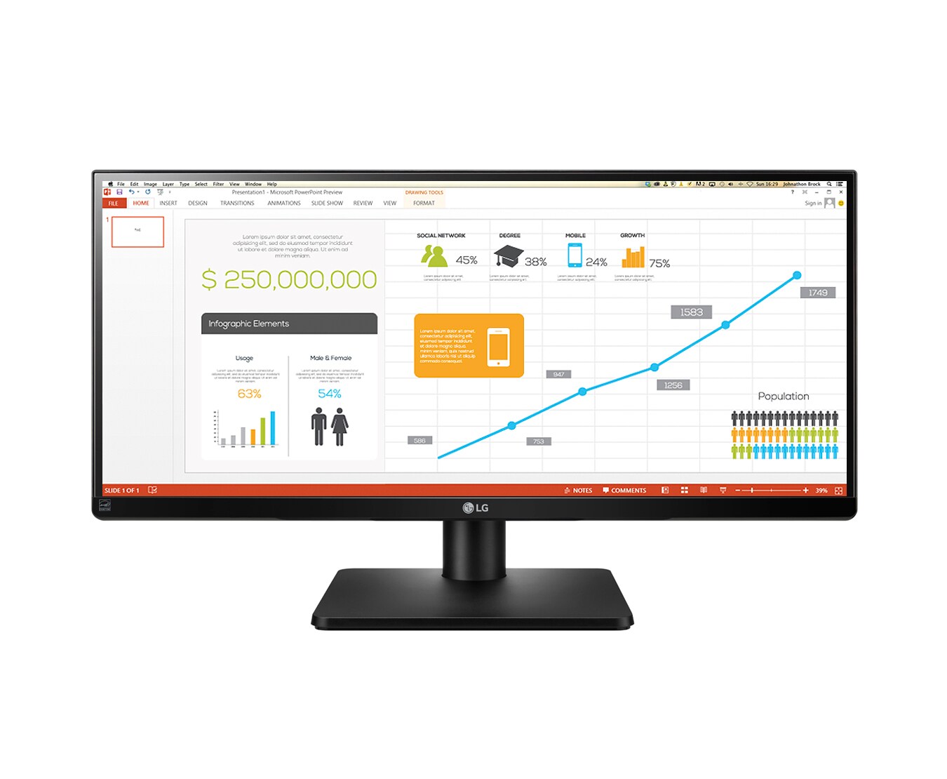 Front view of 29&#34; 21:9 ULTRAWIDE FULL HD IPS 29UB67 29UB67
