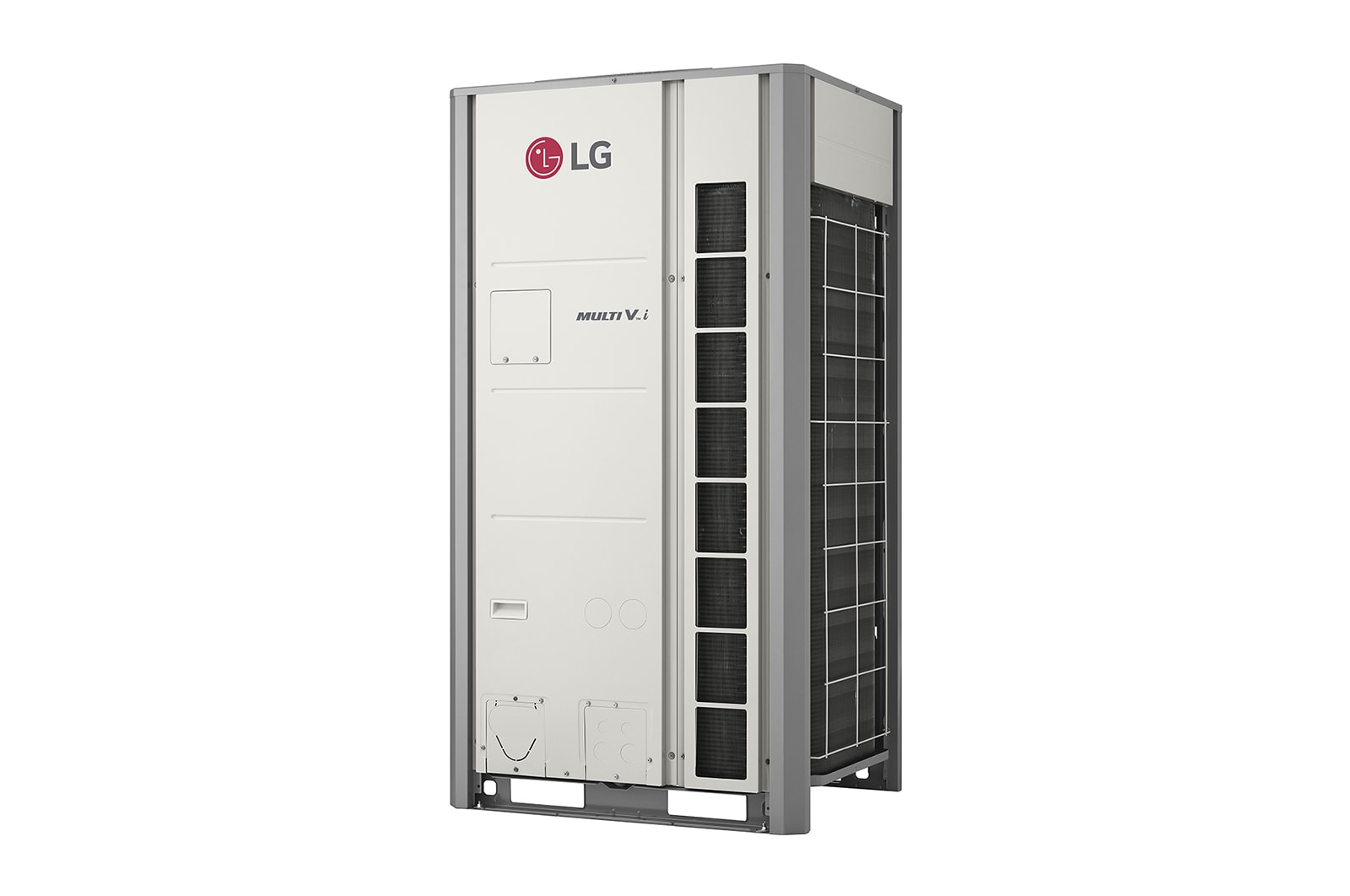 LG MULTI V i ZRUM100LTS6 outdoor unit, 10HP. 1x1 square-shaped ducts on the right sides of the front as well as on each side of the unit.
