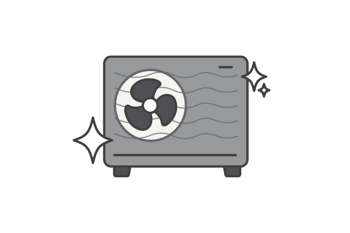 An icon showing a black exterior Monobloc with sparkles. It represents a modern exterior design.