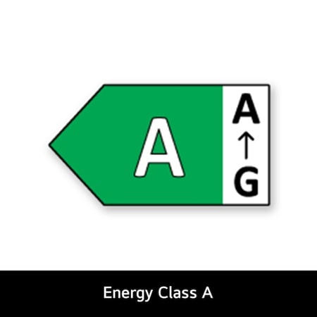 The official Energy Efficiency label for the LG F4Y913BCTA1 washing machine, showing its highly efficient A-10% rating.