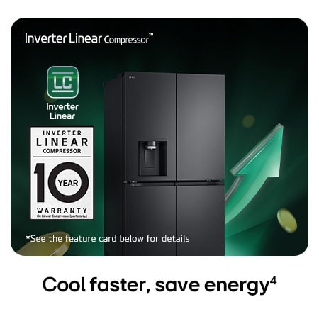 LG Multi-Door Refrigerator GMF960EV4E in a matte black finish, controlled remotely by hands adjusting the settings via the LG ThinQ™application on a smartphone.