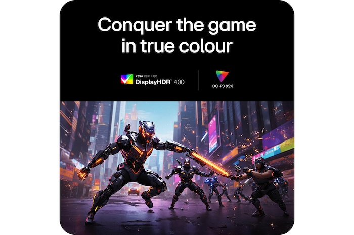 LG UltraGear Gaming Monitor 32G810SA, featuring VESA DisplayHDR™ 400 and DCI-P3 95% for deep immersion into games with true colors.