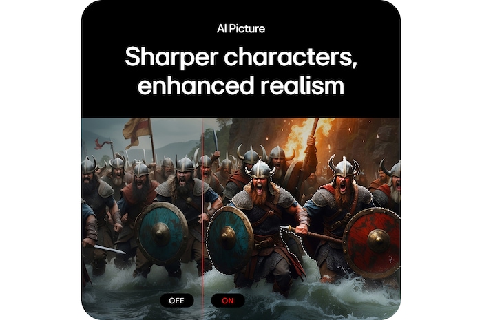 LG UltraGear Gaming Monitor 32G810SA, demonstrating the AI Picture feature which provides sharper characters and more realistic rendering during gameplay.