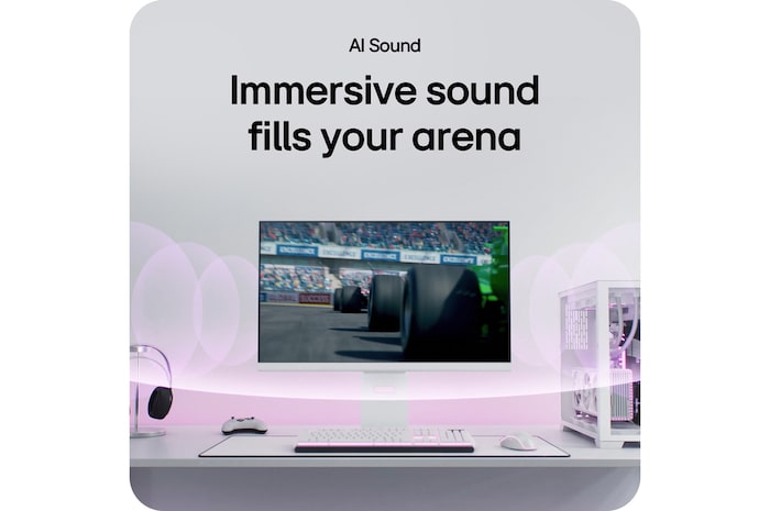 LG UltraGear Gaming Monitor 32G810SA, illustrating the AI Sound feature which fills the gaming arena with powerful, immersive audio.