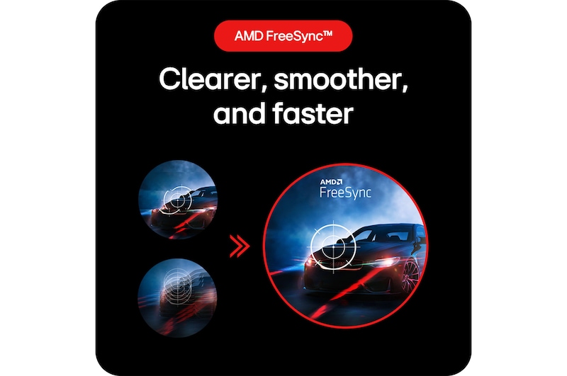 LG UltraGear Gaming Monitor 24GS50F, delivering a clearer, smoother, and faster gaming experience through AMD FreeSync™ technology. 