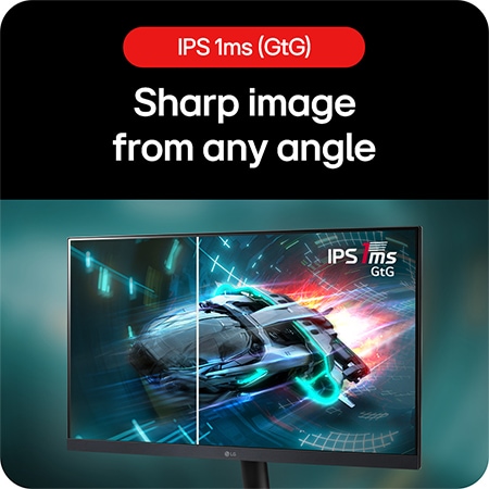 LG UltraGear Gaming Monitor 24GS60F, offering a sharp image from any angle thanks to the IPS panel and 1ms (GtG) response time.