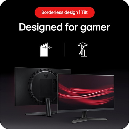 LG UltraGear Gaming Monitor 24GS60F, featuring a borderless design and Tilt functionality stand, designed for gamers.